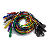 EEG Premium Solid Silver Cup AgCl Electrodes Package with 1.5 DIN Plug and Assorted Lead Colors, Choose Quantity & Length